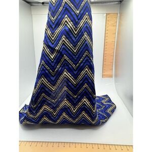 Kasper Blue And Gold Geometric Scarf 42"x14"